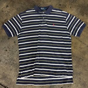 Polo by Ralph Lauren Men's Blue and White Striped Polo